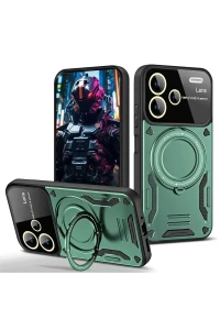 Redmi Note 13 Pro Plus Joy Lens Standlı Kapak - Koyu Yeşil