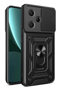 Redmi Note 13 Pro Plus Kılıf Pars Lens Yüzüklü Silikon - Siyah