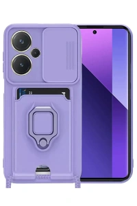 Redmi Note 13 Pro Plus Kılıf Zuma Kartvizitli Yüzüklü Silikon - Lila