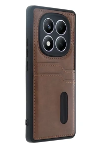 Redmi Note 14 Pro 4G Kılıf Sara Kartvizitli Deri Kılıf - Taba