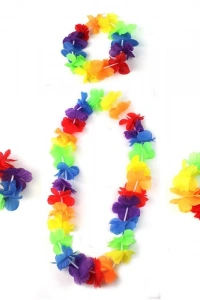 Rengarenk Hawaii Kolye Taç Bileklik Seti - 4 Parça