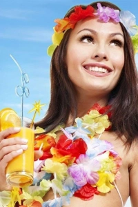 Rengarenk Hawaii Kolye Taç Bileklik Seti - 4 Parça