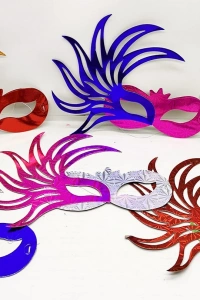 Rengarenk Kağıt Parti Balo Maskesi 6 Adet