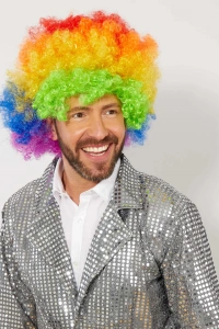 Rengarenk Kıvırcık Afro Bonus Peruk