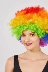 Rengarenk Kıvırcık Afro Bonus Peruk