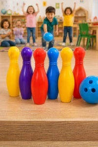 Renkli Çocuk Bowling Oyunu 6 Kukalı Eğitici Eğlence Seti