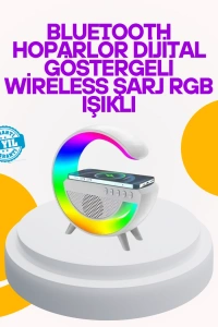 Renkli Işıklı 15W Kablosuz Şarjlı Masa Lambası