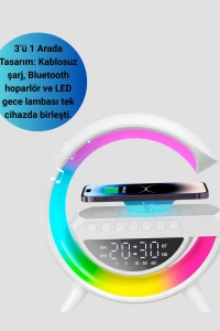 Renkli Işıklı 15W Kablosuz Şarjlı Masa Lambası