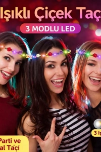 Renkli LED Çiçek Taç – 3 Işık Modlu