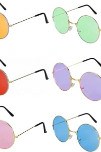 Renkli Lennon Retro İmaj Gözlükleri 6 Adet