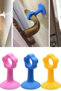 Renkli Vantuzlu Geçmeli Kapı Kolu Stoper 4lü Set