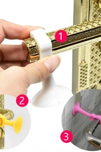 Renkli Vantuzlu Geçmeli Kapı Kolu Stoper 4lü Set