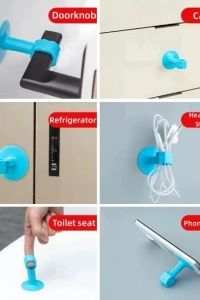 Renkli Vantuzlu Geçmeli Kapı Kolu Stoper 4lü Set