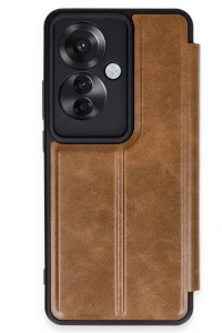 Reno 11F Kılıf Flip Cover - Taba