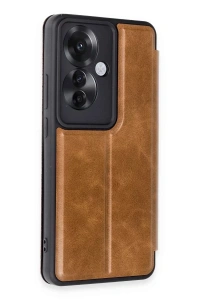 Reno 11F Kılıf Flip Cover - Taba