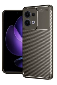 Reno 13 Pro Kılıf Auto Focus Karbon Kapak - Kahverengi