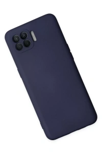 Reno 4 Lite Kılıf Nano içi Kadife Silikon - Lacivert