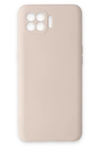 Reno 4 Lite Kılıf Nano içi Kadife Silikon - Pudra