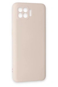 Reno 4 Lite Kılıf Nano içi Kadife Silikon - Pudra