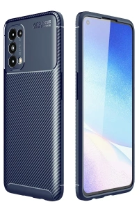 Reno 5 Kılıf Auto Focus Karbon Kapak - Lacivert