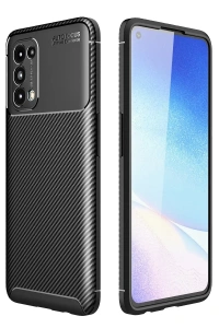 Reno 5 Kılıf Auto Focus Karbon Kapak - Siyah