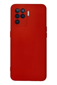 Reno 5 Lite Kılıf Nano içi Kadife Silikon - Kırmızı