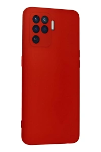 Reno 5 Lite Kılıf Nano içi Kadife Silikon - Kırmızı