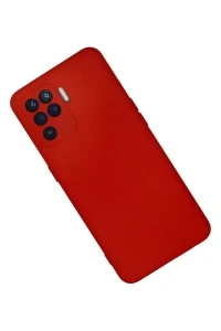 Reno 5 Lite Kılıf Nano içi Kadife Silikon - Kırmızı