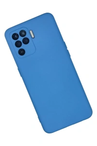Reno 5 Lite Kılıf Nano içi Kadife Silikon - Mavi