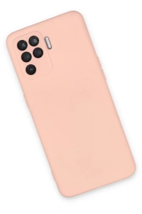 Reno 5 Lite Kılıf Nano içi Kadife Silikon - Pudra