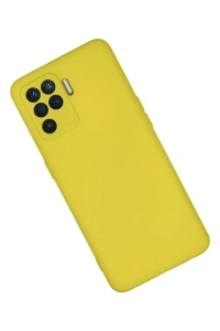 Reno 5 Lite Kılıf Nano içi Kadife Silikon - Sarı