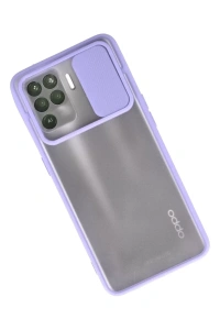 Reno 5 Lite Kılıf Palm Buzlu Kamera Sürgülü Silikon - Lila
