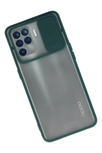 Reno 5 Lite Kılıf Palm Buzlu Kamera Sürgülü Silikon - Yeşil