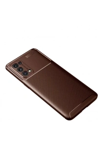 Reno 5 Pro Kılıf Auto Focus Karbon Kapak - Kahverengi