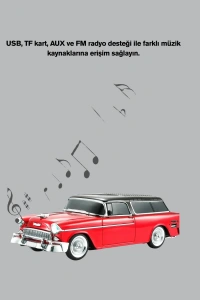Retro Araba Şekilli Kablosuz Bluetooth Hoparlör