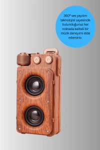 Retro Bluetooth Hoparlör Ahşap Görünümlü 5W Çift Stereo Ses