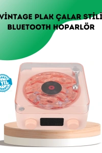 Retro Bluetooth Hoparlör – Kristal Ses, Gece Lambası, Saatli Tasarım