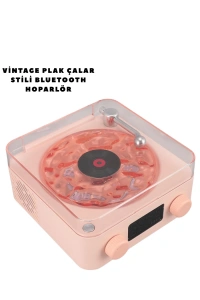 Retro Bluetooth Hoparlör PEMBE