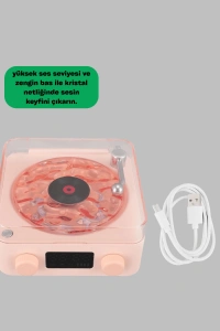 Retro Bluetooth Hoparlör PEMBE