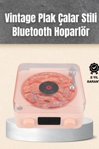 Retro Bluetooth Hoparlör – Yumuşak Gece Lambası ve Saat Göstergeli