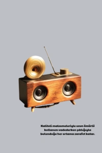 Retro Gramofon Tasarımlı Bluetooth Hoparlör – 3D Stereo Ses, 1800 mAh Batarya