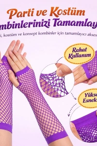 Retro Mor File Parmaksız Eldiven 26 cm