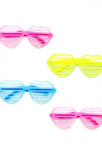 Retro Neon Fosforlu Kalp Panjur Gözlük - 12 Adet