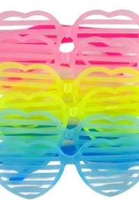 Retro Neon Fosforlu Kalp Panjur Gözlük - 12 Adet