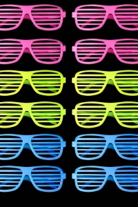 Retro Neon Fosforlu Panjur Gözlük - 12 Adet