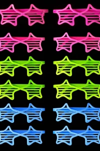 Retro Neon Fosforlu Yıldız Panjur Gözlük - 12 Adet