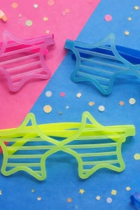 Retro Neon Fosforlu Yıldız Panjur Gözlük - 12 Adet