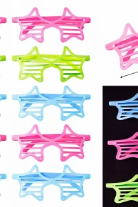 Retro Neon Fosforlu Yıldız Panjur Gözlük - 12 Adet
