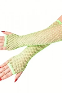 Retro Neon Yeşil File Parmaksız Eldiven 26 cm