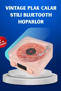 Retro Saatli Bluetooth Hoparlör – Gece Lambalı Kristal Ses Kalitesi